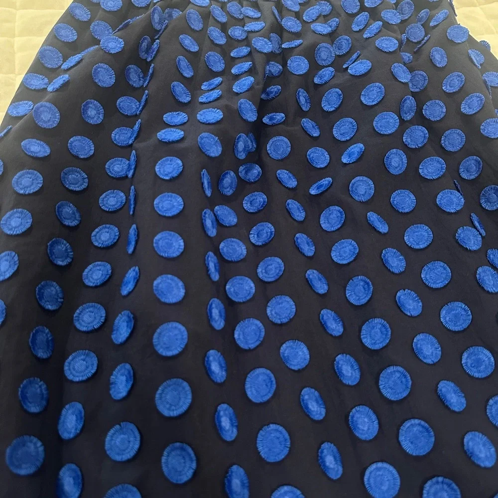 J. Crew Navy and Blue Polka Dot A-Line Midi Skirt - Size 00 - Picture 6 of 10